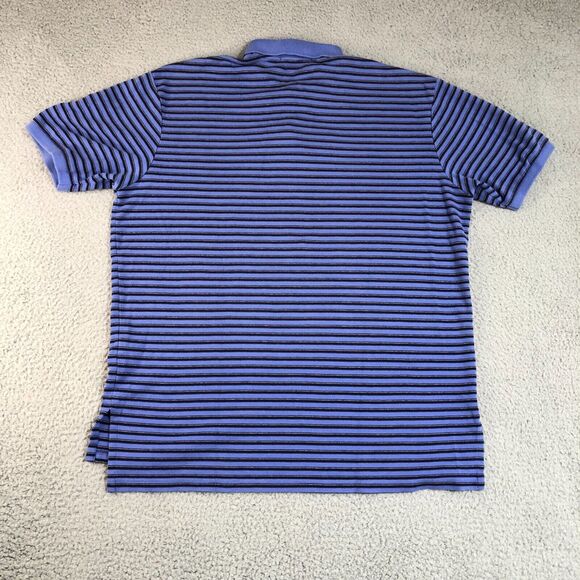 Polo Ralph Lauren Shirt Mens Large Blue Black Striped Golf‎ Pony Logo Collared - Picture 7 of 9